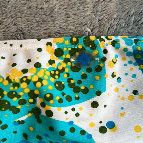 LA VIE EN ROSE💫Women’s Aqua/Yellow Printed Bikini Bottoms with Ring - Picture 9 of 11